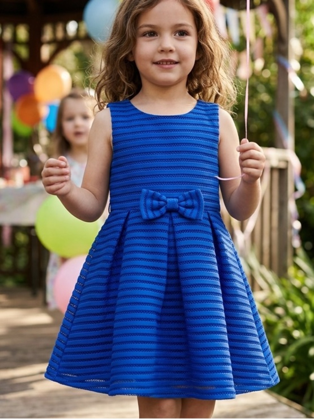 Helena Girls Royal Blue Sleeveless Pleated Party Dress Size 5